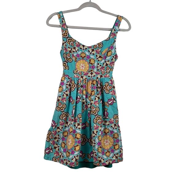 Judith March Womens Small Floral Mini Dress Open Tie Back Retro Pin Up Cottage - Picture 1 of 9